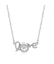 Love Pendant Cubic Zirconia High Fashion Copper Necklace - Silver
