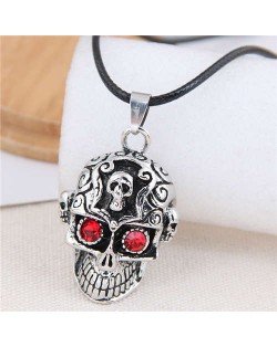 Vintage Red Eye Skull Punk Fashion Rope Necklace