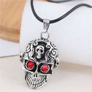 Vintage Red Eye Skull Punk Fashion Rope Necklace