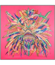 6 Colors Available Feather Crown Design 130*130 cm Artificial Silk Square Women Scarf