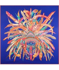 6 Colors Available Feather Crown Design 130*130 cm Artificial Silk Square Women Scarf