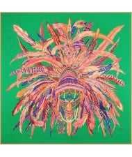 6 Colors Available Feather Crown Design 130*130 cm Artificial Silk Square Women Scarf