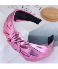 Shining Fashion PU Texture Bowknot Design Women Hair Hoop - Pink