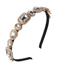 Luxurious Glass Gem Embellished Super Shining Fair Lady Headband - White