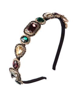 Luxurious Glass Gem Embellished Super Shining Fair Lady Headband - Multicolor