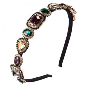 Luxurious Glass Gem Embellished Super Shining Fair Lady Headband - Multicolor