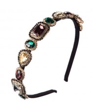 Luxurious Glass Gem Embellished Super Shining Fair Lady Headband - Multicolor