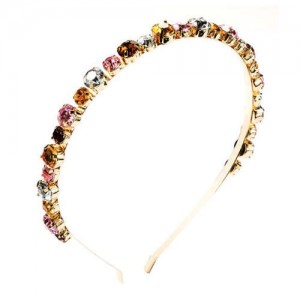 Colorful Rhinestone Embellished Slim Style Internet Celebrity Fashion Women Headband