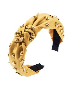 Golden Stars Decorated Bowknot Cloth High Fashion Women Headband - Yellow
