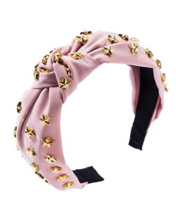 Golden Stars Decorated Bowknot Cloth High Fashion Women Headband - Pink