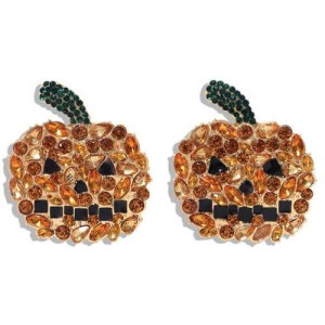 Shining Pumpkin Design Creative Design High Fashion Women Earrings - Champagne