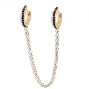 Link Design High Fashion Single Side Earrings - Black