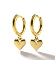 Delicate Peach Hearts Pendant Golden High Fashion Women Copper Ear Clips