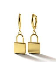 Golden Lock Pendants Internet Celebrity Preferred High Fashion Women Copper Earrings