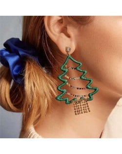 Classic Christmas Tree Design High Fashion Women Costume Earrings