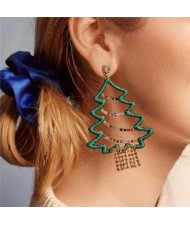 Classic Christmas Tree Design High Fashion Women Costume Earrings