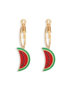 Enamel Watermelon Slices Creative Design Korean Fashion Women Earrings - Red