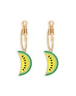 Enamel Watermelon Slices Creative Design Korean Fashion Women Earrings - Yellow