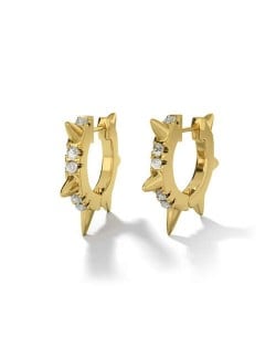 Rhinestone Embellished Rivets Punk High Fashion Golden Women Earrings