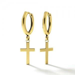 Golden Cross Pendants High Fashion Women Copper Ear Clips