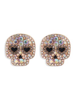 Heart Eyes Skull Design Halloween Fashion Women Stud Earrings - Luminous Colorful