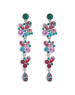 Butterfly and Flowers Combo Design Autumn and Winter Fashion Women Stud Earrings - Multicolor