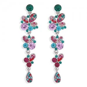 Butterfly and Flowers Combo Design Autumn and Winter Fashion Women Stud Earrings - Multicolor