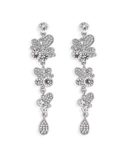 Butterfly and Flowers Combo Design Autumn and Winter Fashion Women Stud Earrings - White