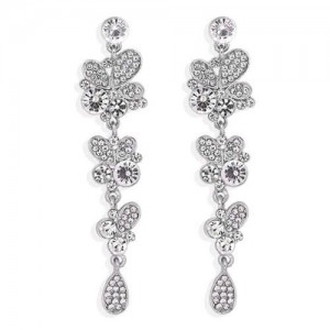 Butterfly and Flowers Combo Design Autumn and Winter Fashion Women Stud Earrings - White