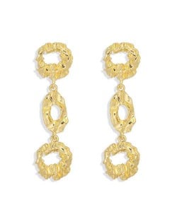 Irregular Linked Hoops Design Golden Fashion Women Alloy Earrings