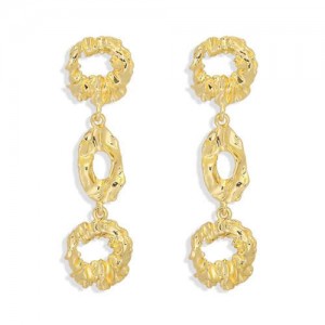 Irregular Linked Hoops Design Golden Fashion Women Alloy Earrings