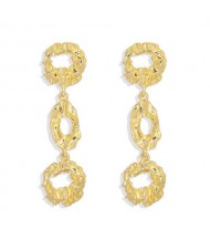 Irregular Linked Hoops Design Golden Fashion Women Alloy Earrings