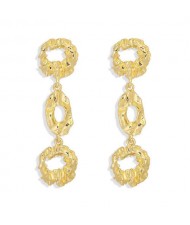 Irregular Linked Hoops Design Golden Fashion Women Alloy Earrings