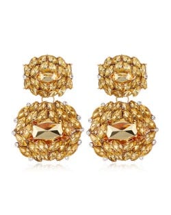 Bejeweled Rhinestone Shining Fashion Women Stud Earrings - Champagne