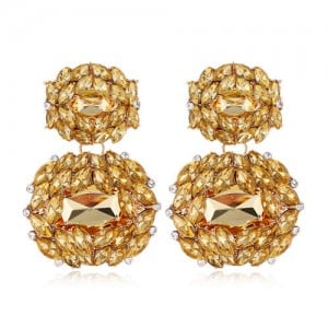 Bejeweled Rhinestone Shining Fashion Women Stud Earrings - Champagne