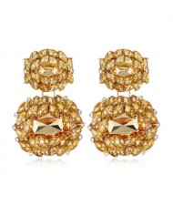 Bejeweled Rhinestone Shining Fashion Women Stud Earrings - Champagne
