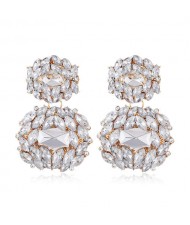 Bejeweled Rhinestone Shining Fashion Women Stud Earrings - White