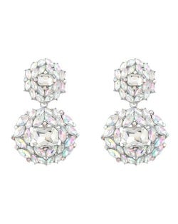Bejeweled Rhinestone Shining Fashion Women Stud Earrings - White