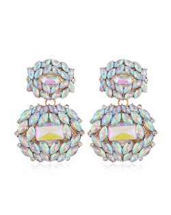 Bejeweled Rhinestone Shining Fashion Women Stud Earrings - Luminous White