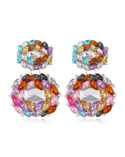 Bejeweled Rhinestone Shining Fashion Women Stud Earrings - Multicolor