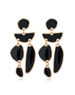 Enamel Geometric Combo Design High Fashion Women Earrings - Black