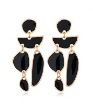Enamel Geometric Combo Design High Fashion Women Earrings - Black