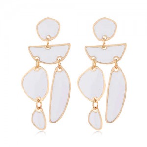 Enamel Geometric Combo Design High Fashion Women Earrings - White