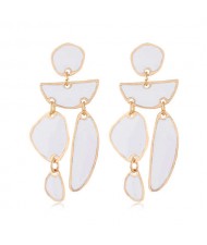 Enamel Geometric Combo Design High Fashion Women Earrings - White