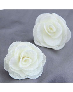 Pasterol Style Cloth Rose Design Women Fashion Earrings - White