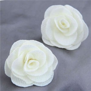 Pasterol Style Cloth Rose Design Women Fashion Earrings - White