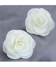 Pasterol Style Cloth Rose Design Women Fashion Earrings - White