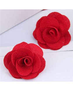 Pasterol Style Cloth Rose Design Women Fashion Earrings - Red