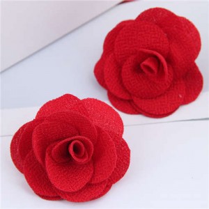 Pasterol Style Cloth Rose Design Women Fashion Earrings - Red