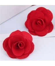 Pasterol Style Cloth Rose Design Women Fashion Earrings - Red